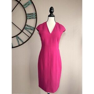 Karen Millen Dress Magenta Cap Sleeve Lined Sheath Size 8 NWT $339